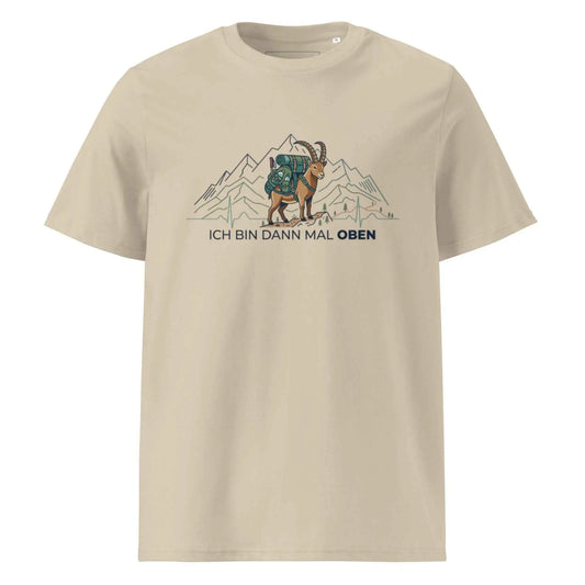 Berg T-Shirt "Ich bin dann mal oben" (Steinbock) – Bio-Baumwolle