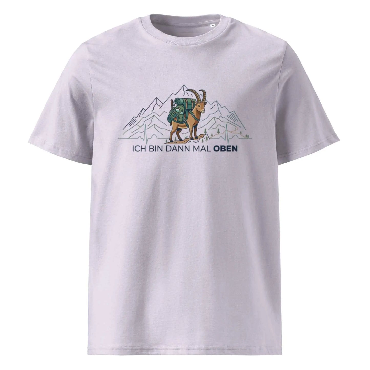 Berg T-Shirt "Ich bin dann mal oben" (Steinbock) – Bio-Baumwolle