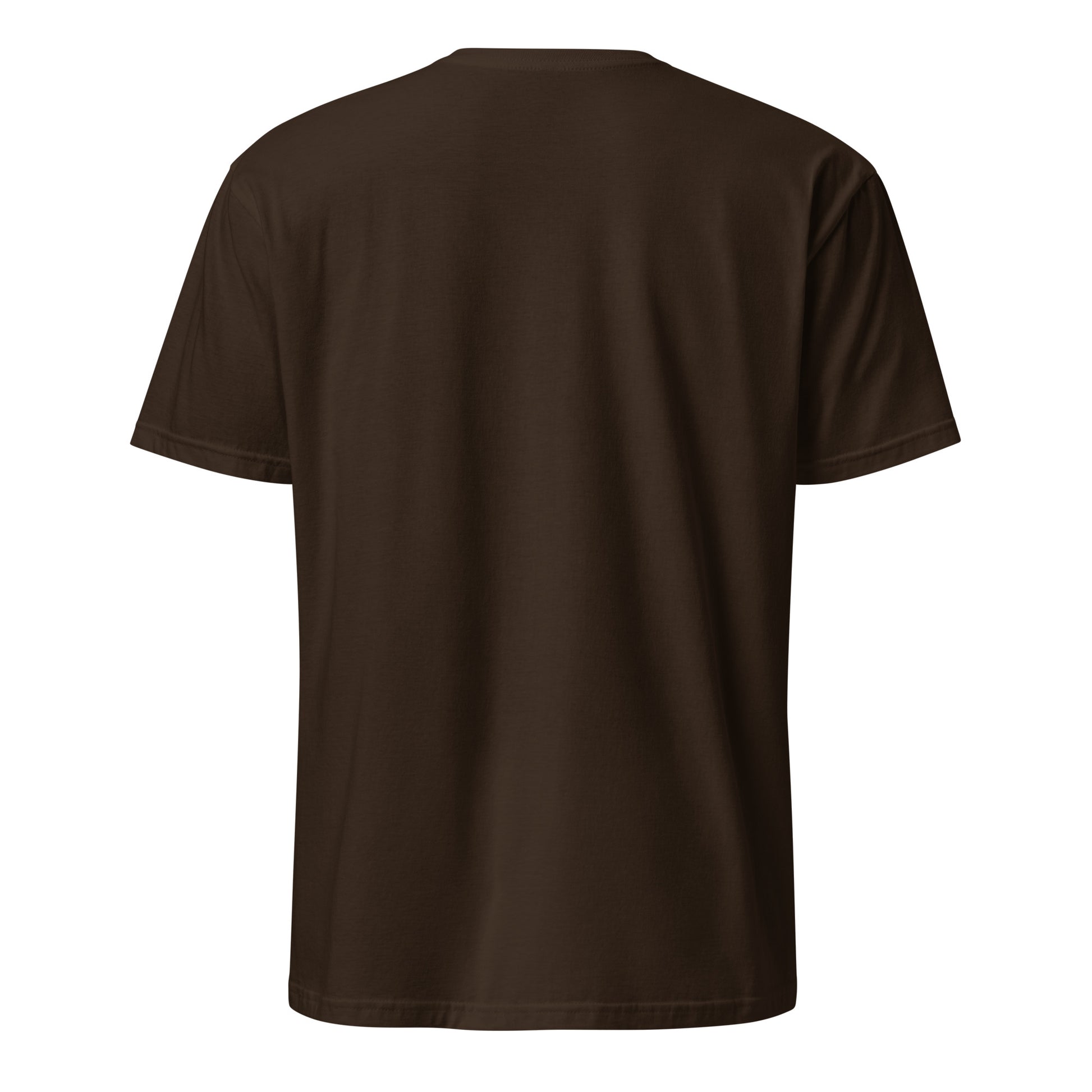 Rückseite vom MONTIV Berg T-Shirt Essential in Braun mit Fokus auf den klassischen Schnitt