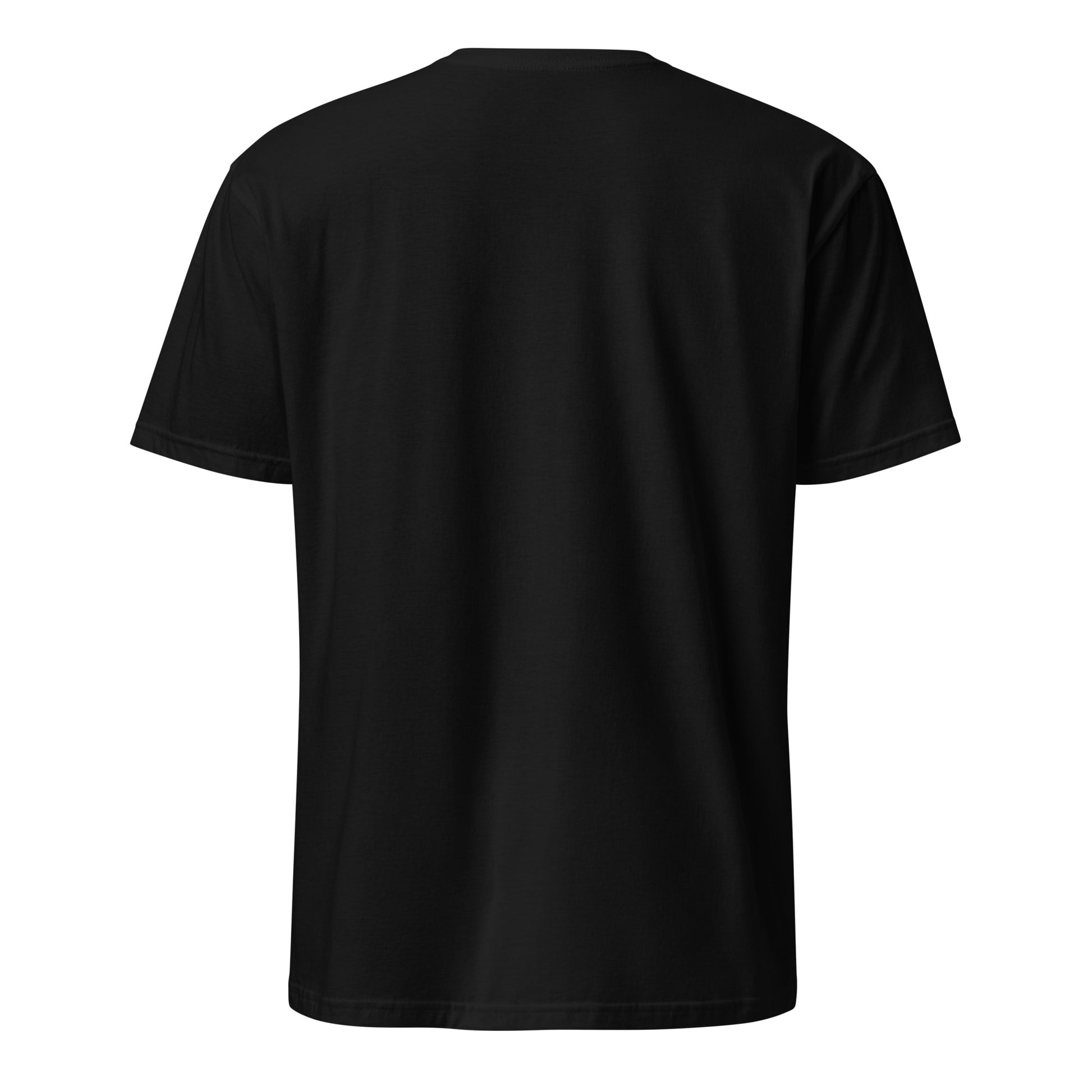 Rückseite vom MONTIV Berg T-Shirt Essential in Schwarz mit Fokus auf die Passform