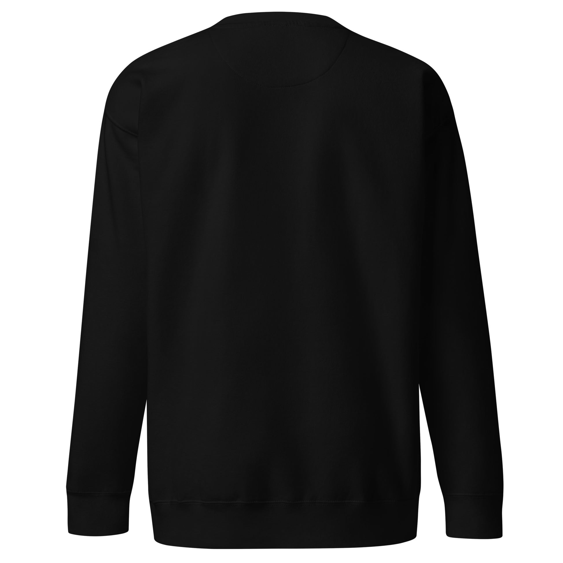 Rückansicht des minimalistischen schwarzen MONTIV Essential Sweaters.
