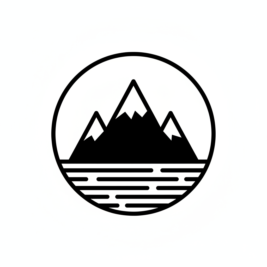 Schwarz weißes Icon mit Bergsymbol