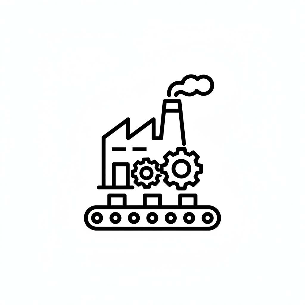 Schwarz-weißes Icon für Produktion